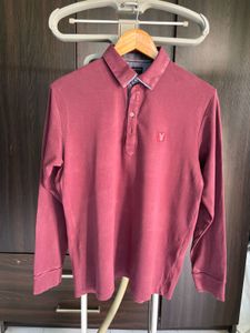 Maroon Long Sleeve Polo Shirt
