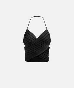 Chic Black Tie Up Halter Top