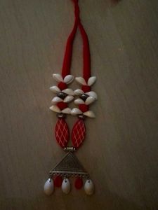 Boho Chic Red &amp; White Necklace Set
