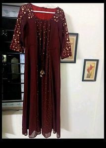 Combo Women&#39;s Green Dress and Mehroom kurta duptta