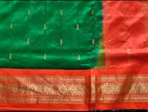Green And Orange Silk Saree