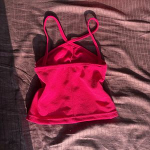 Hot Pink Cross-Back Mesh Cami Top🌸