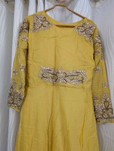 Yellow Embroidered Design Kurti