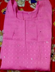 Cotton Sleeveless Kurtis.. Light Pink &amp; Golden