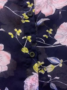 Blue Georgette Flowers Print Top