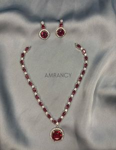 Ruby American Diamond Jewellery Set