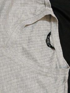 Gray Ribbed Tie-Waist Top