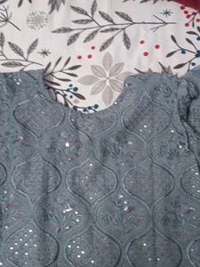 Chikenkari Sequence Work Georgette Kurti