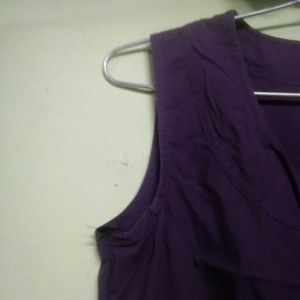 Purple Sleeveless Button Detail Dress