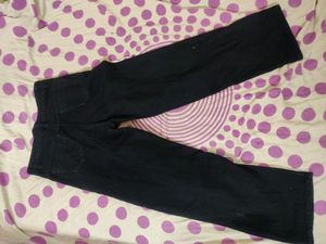 Jet Black Cotton Jeans For Girls