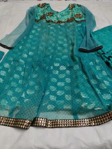 Teal Anarkali Kurta Set