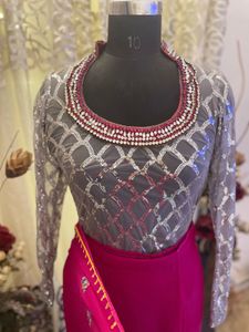 Elegant Pink ready to wear Saree