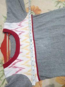 Pure Cotton Dailywear Kurti In Grey With Red White