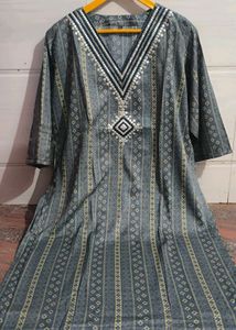 Embroidered Grey Kurti Xxl