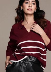 Striped V-Neck Sweater