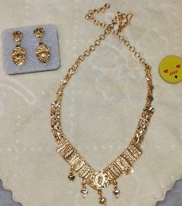 Goldplated Necklace W Earrings
