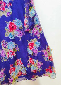 Women Purple Floral Printed Chiffon A- Line Kurta