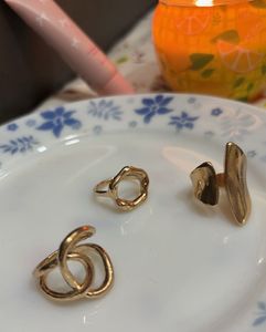Gold Plated Set of 3 Stackable Finger Rings🎀🎀