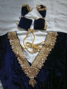 Elegant Velvet Kurta Set 💙 Handmade