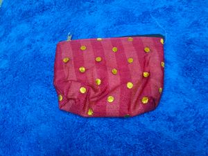 Handmade Maroon Polka Dot Pouches