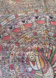 Gheecha Tussar Hand Painted Madhubani Saree