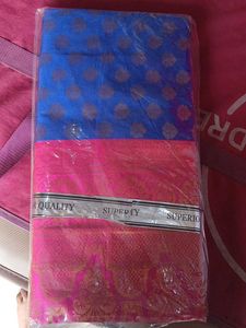 Blue And Pink Banarasi Saaree