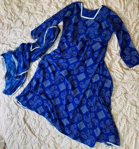 Blue Printed Kurta Set