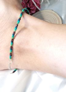 Green And Brown Bead Anklet