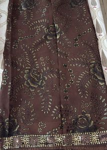 Heavy Brown Sequin Work Saree