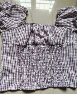 Y2K Checkered Puff Sleeve CropTop