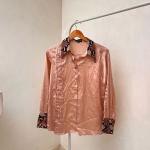 Vintage Pink Snake Trim Blouse