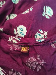 Burgundy Printed Kurti Set