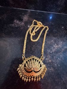 Gold  Covering-Lotus Pendant Necklace