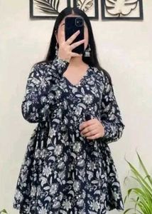 Floral Print Tunic Black Top