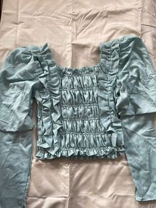 Ruffled Sleeve Crop Top