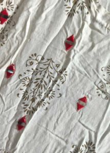 Beautiful White Anarkali With Red Thread Work