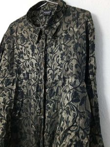 ✨ Women’s Black &amp; Green Vintage Silk Blouse