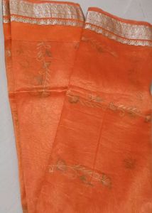 Orange Embroidered Saree