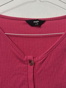 Pink Knit Button-Down Top