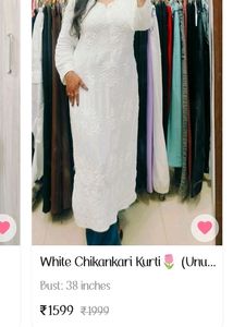 Malmal Chikankari Kurti🌷SALE🌷