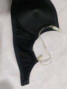 Black Cup Bra With Transparent Strips