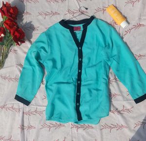 Sea-green Button-Down Blouse