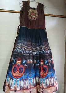 Brown & Blue Printed Dress