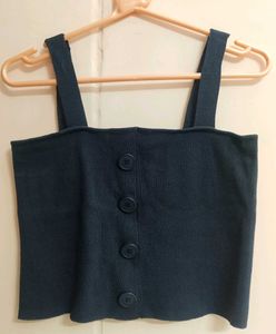 Blue Button-Down Tank Top