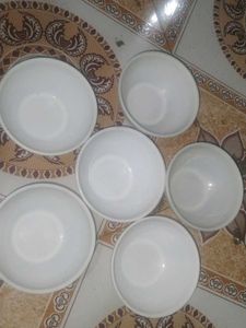 Set of 6 White Ceramic Bowls