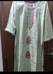 Mint Green Embroidered Kurti