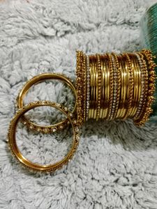 Gold &amp; Crystal Bangle Set