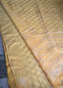 yellow printed saree attached fall