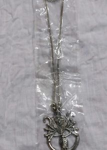 Silver Tone Durga Pendant Necklace