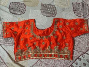 Orange Embellished Sari Blouse